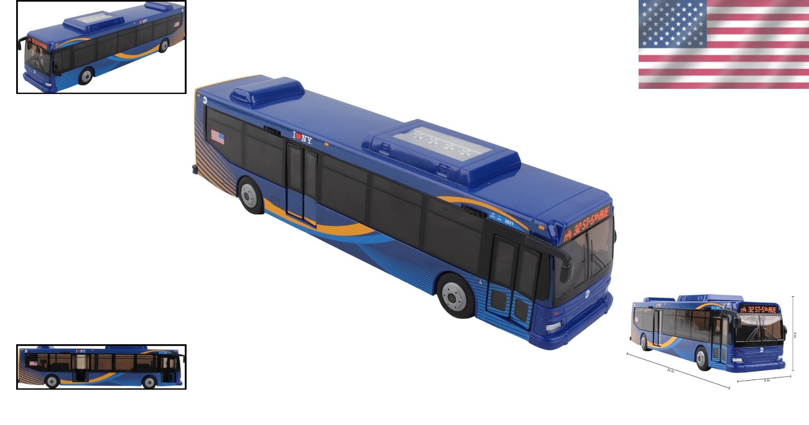 Friction-Powered MTA Bus Toy – Rolling Wheels