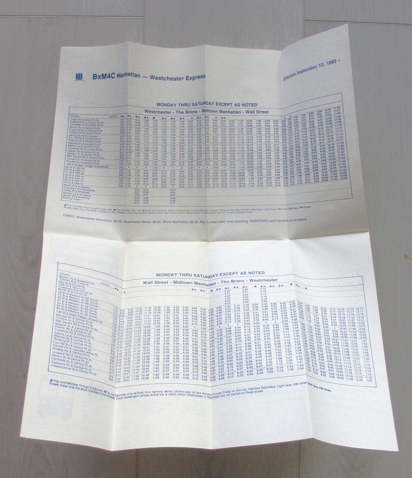 Lot of 2 1980s Westchester County DOT Bus Timetables Pleasantville New York NY