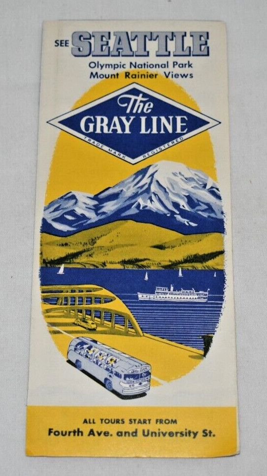 1953 The Gray Line Bus Travel Brochure Tours of Seattle Views Olympic & Rainier