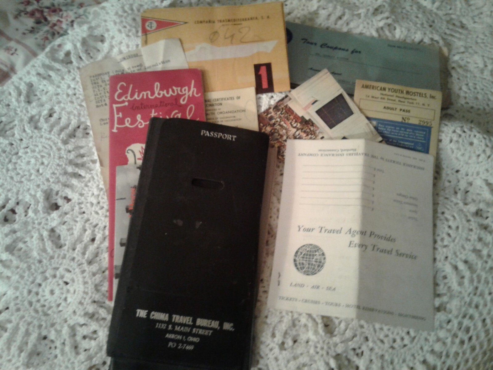 Vintage 1962 Passport Itinerary Tour Photo Coupons