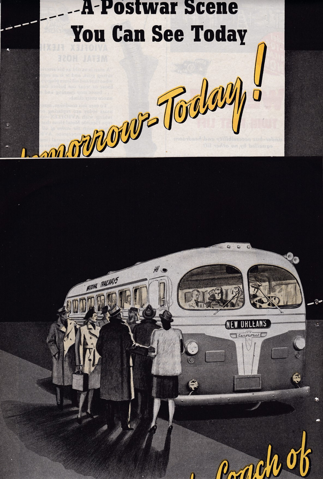 1944 General American AEROCOACH, The Coach of Tomorrow, 2-Page USA Magazine Ad
