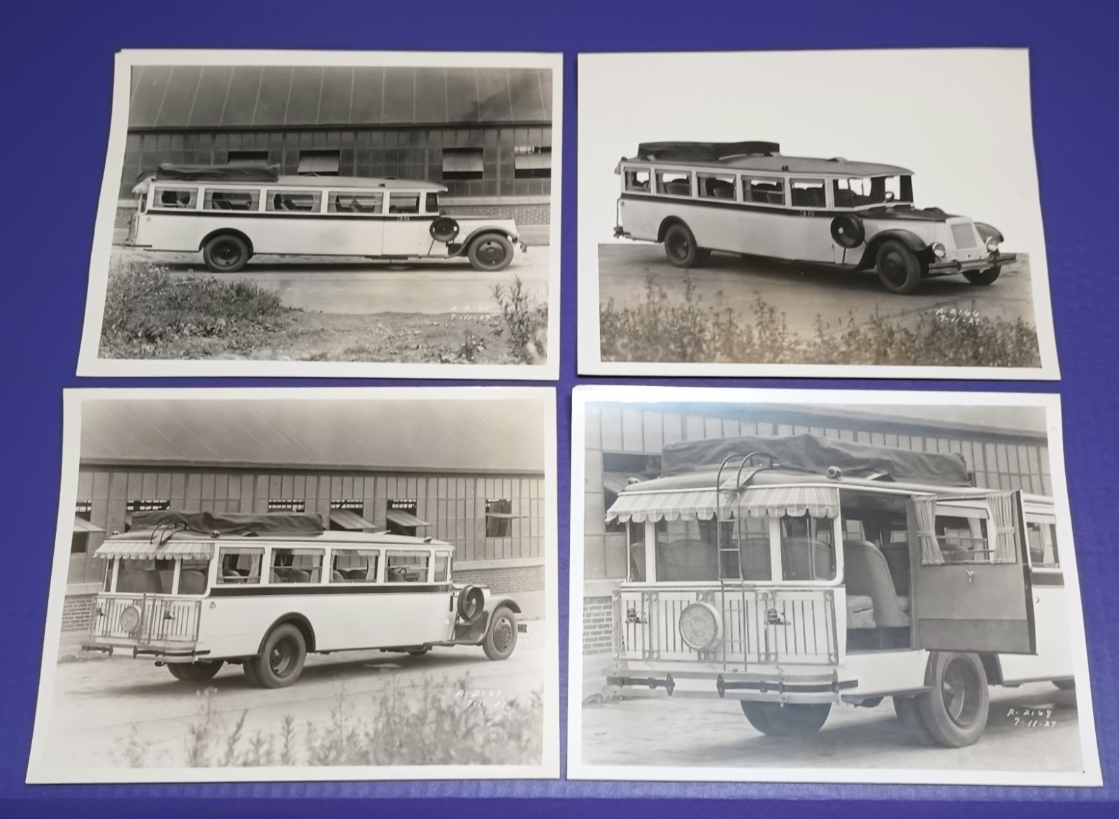(4) 1927 8x10s Mack AL Bus MERZ WHITE WAY TOURS of New York City 4 FACTORY VIEWS