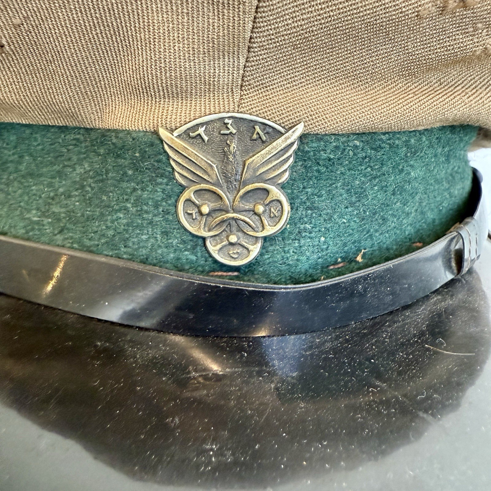 Antique Early 1950s Israeli Egged Bus Transport Driver Cap Visor w/ Badge
