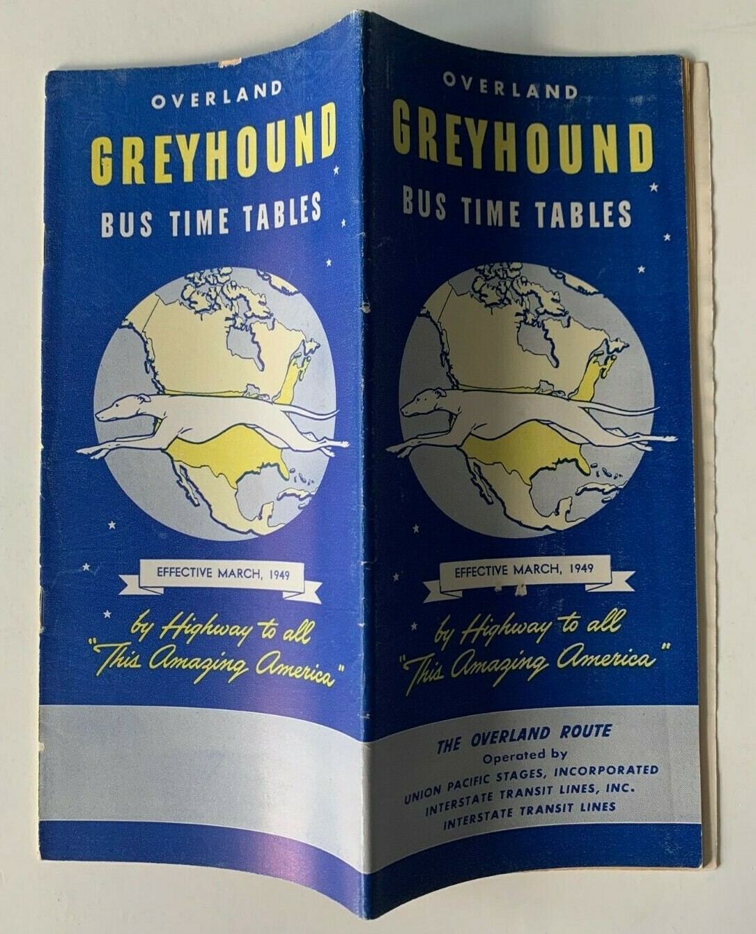 March 1949 Greyhound Bus Timetable Brochure The Overland Route Midwest-West