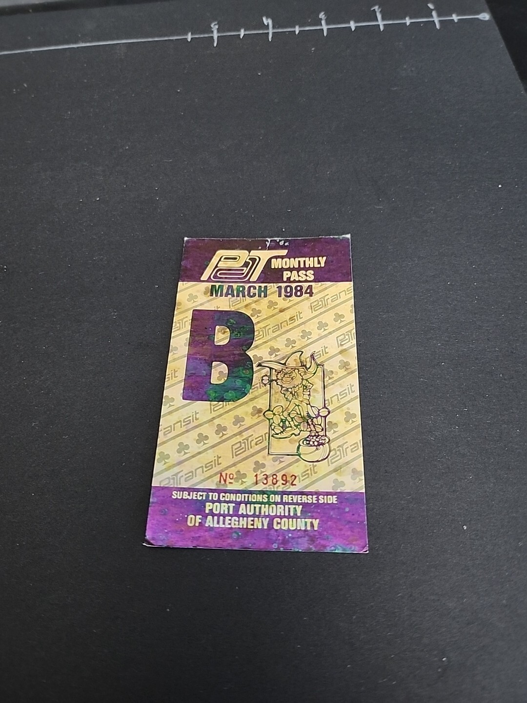 Vtg PAT Bus / Streetcar Monthly Pass Port Authority Allegheny County Rare 1984