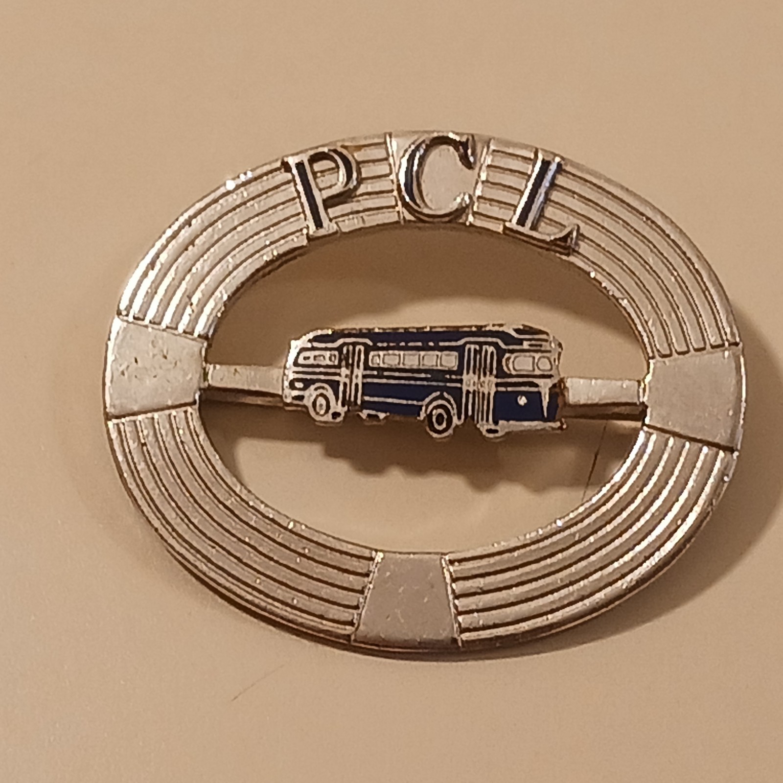 RARE Vintage PCL Pacific City Lines Bus Driver Hat Badge Cap Pin 1940s NCL GM