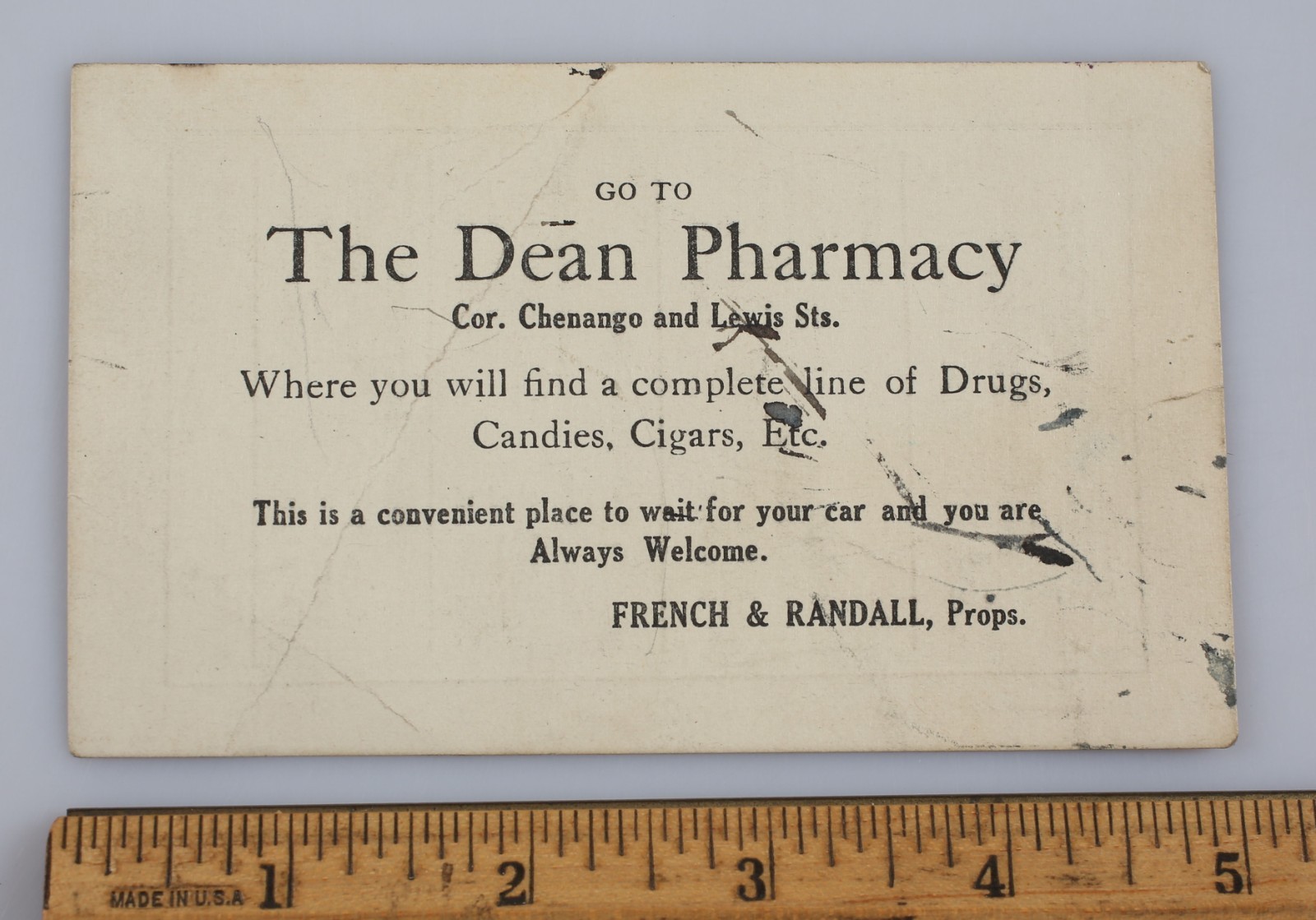 Vintage 1920 Binghamton Greene Bus Line Schedule Dean Pharmacy New York