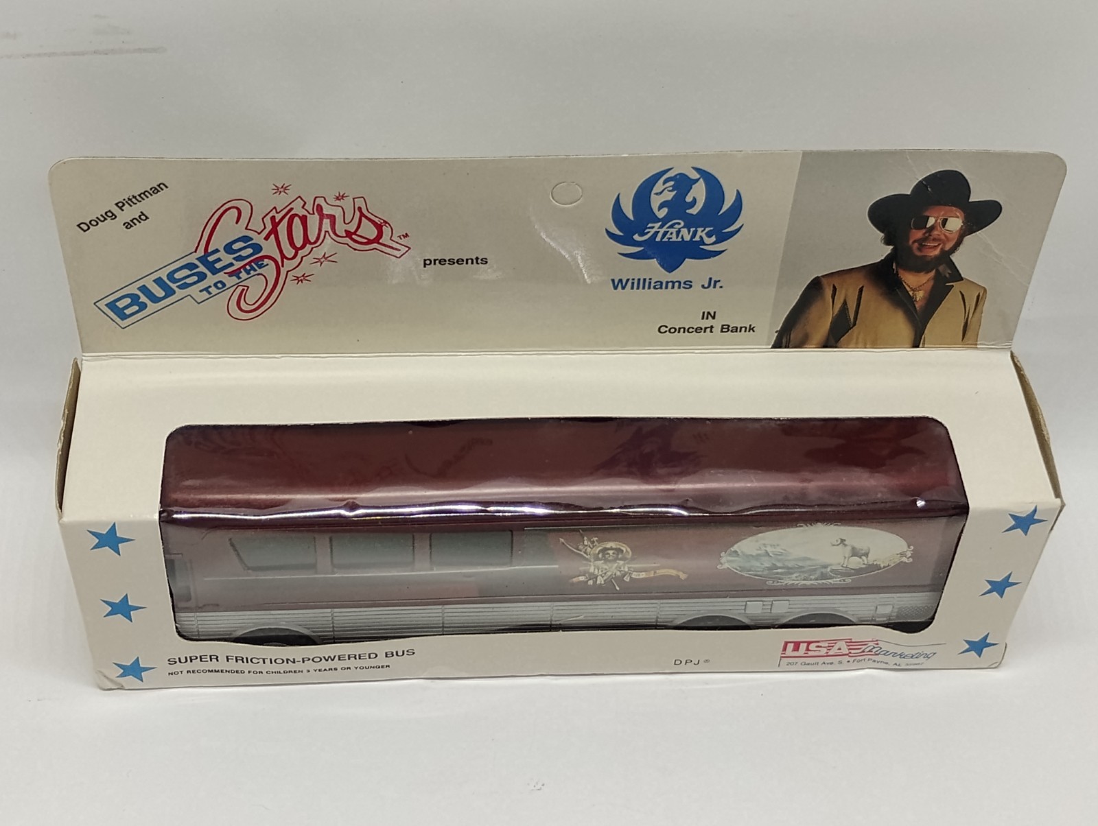 Busses To The Stars Hank Williams Jr. Super Friction Powered Bus Toy Bank