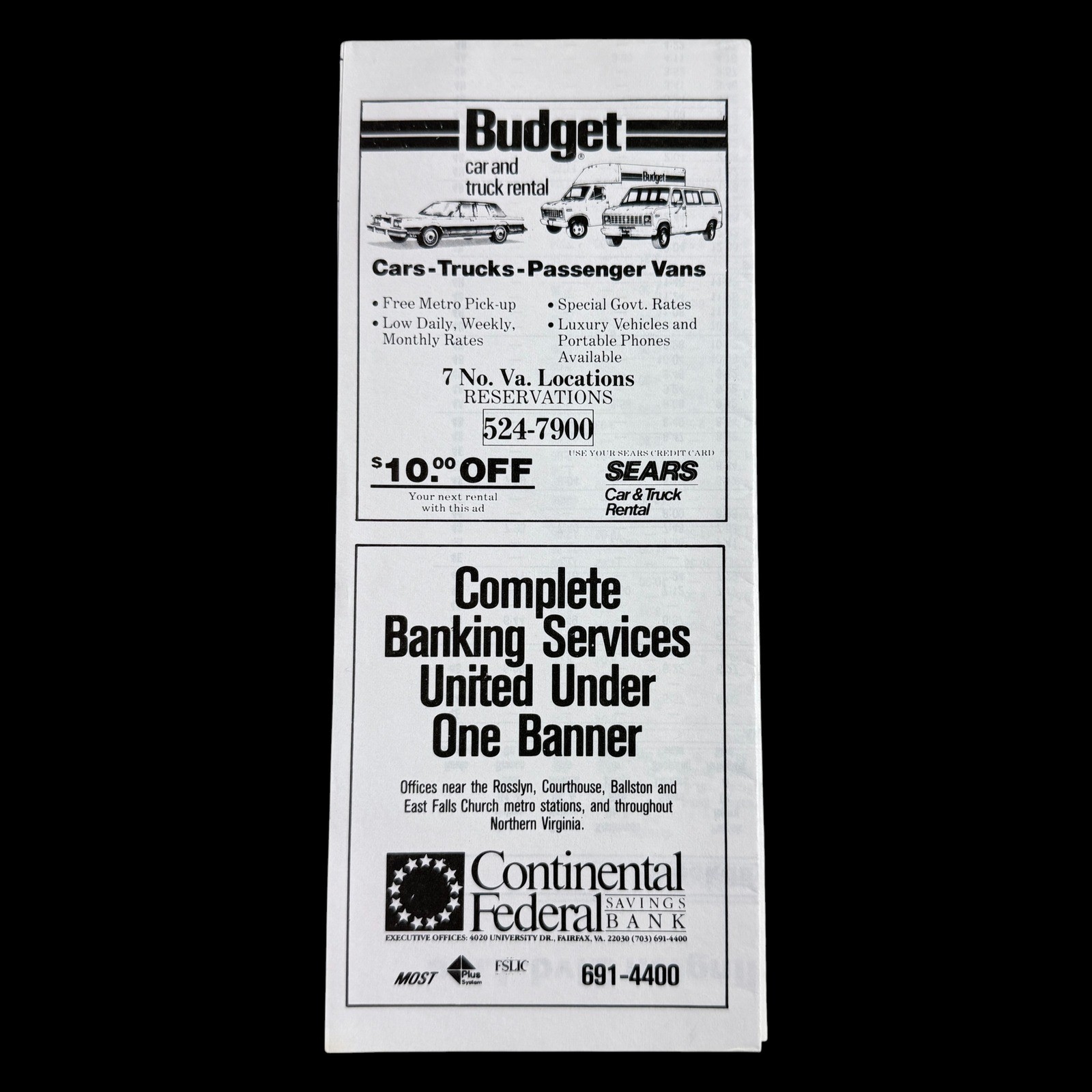 WMATA Bus Schedule Route 4 Pershing Drive 1986 Arlington Culmore Line Washington