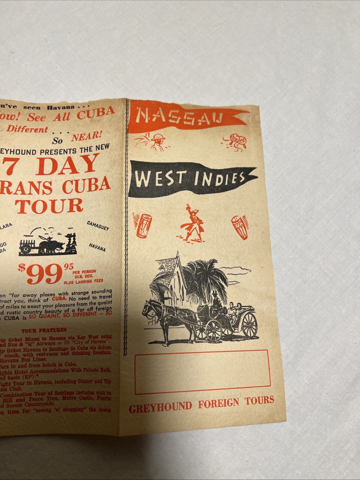 1957 Greyhound Bus Lines West Indies Nassau Vintage Travel Brochure Steamship