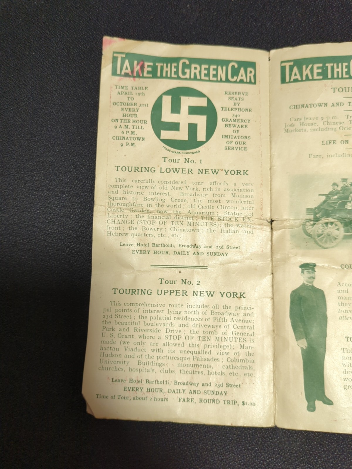 1910’s Era, The Green Car Sight Seeing Company, New York Advertising