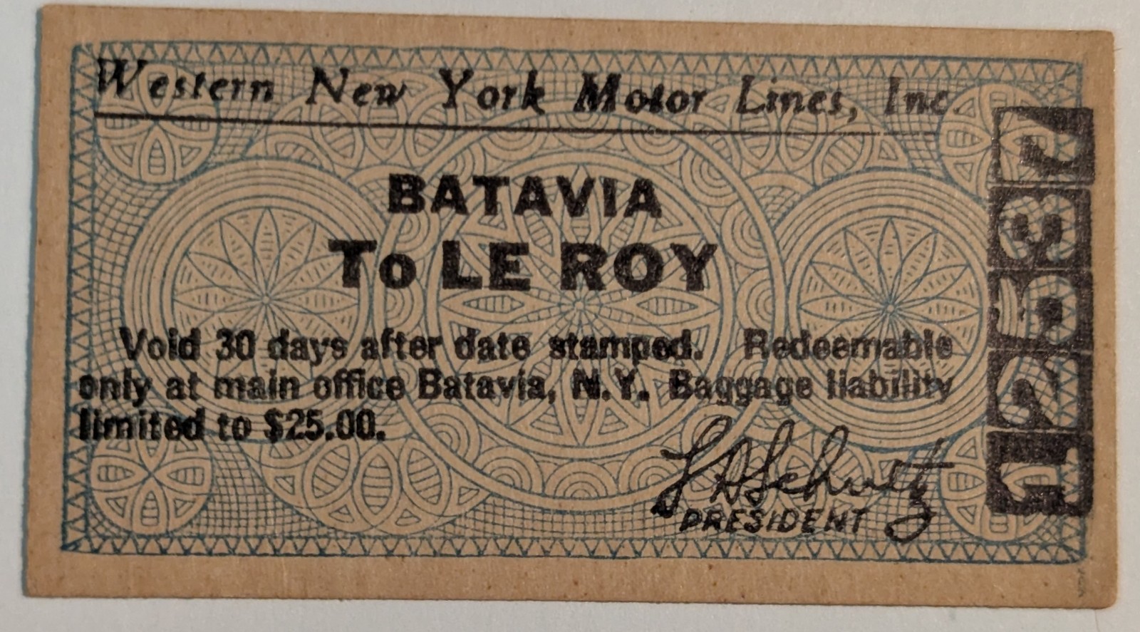 ***VINTAGE WESTERN NEW YORK MOTOR LINES TRIP TICKET***