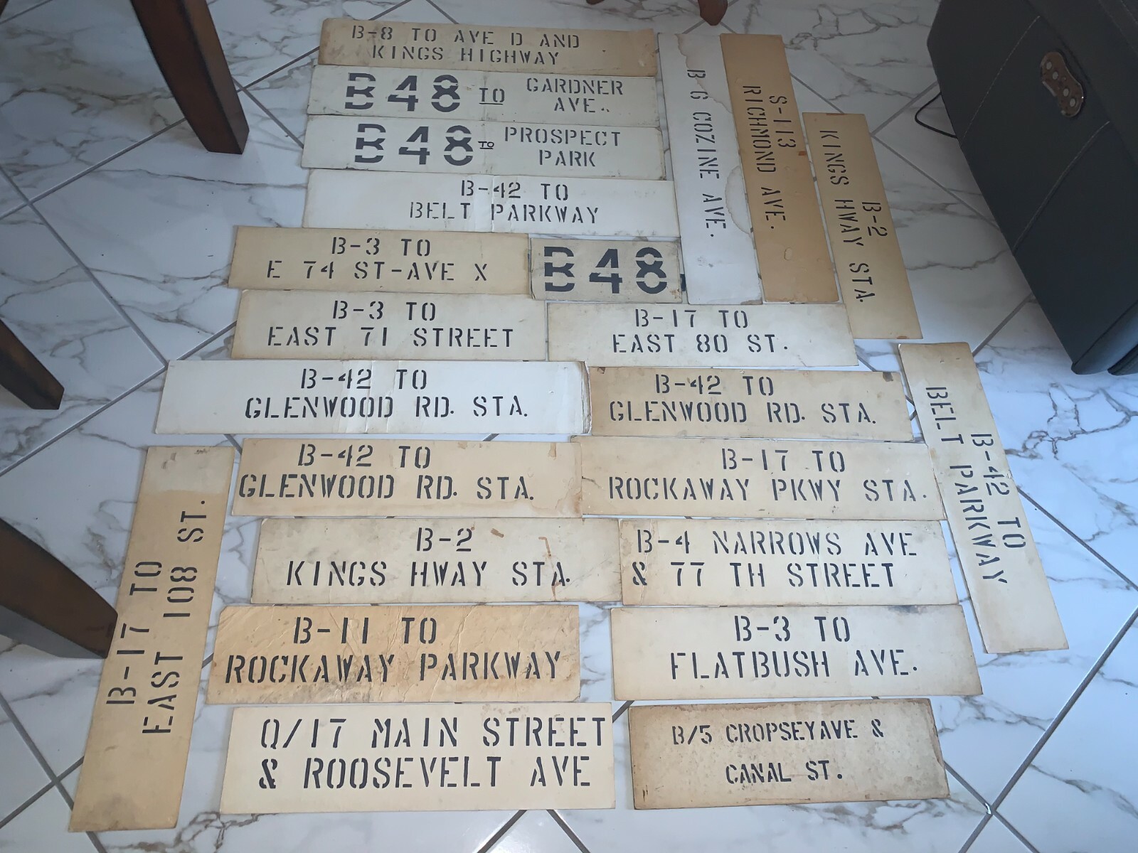 23 NY NYC BUS SIGNS CARDBOARD ART ROCKAWAY PKWY BROOKLYN FLATBUSH BELT PARKWAY