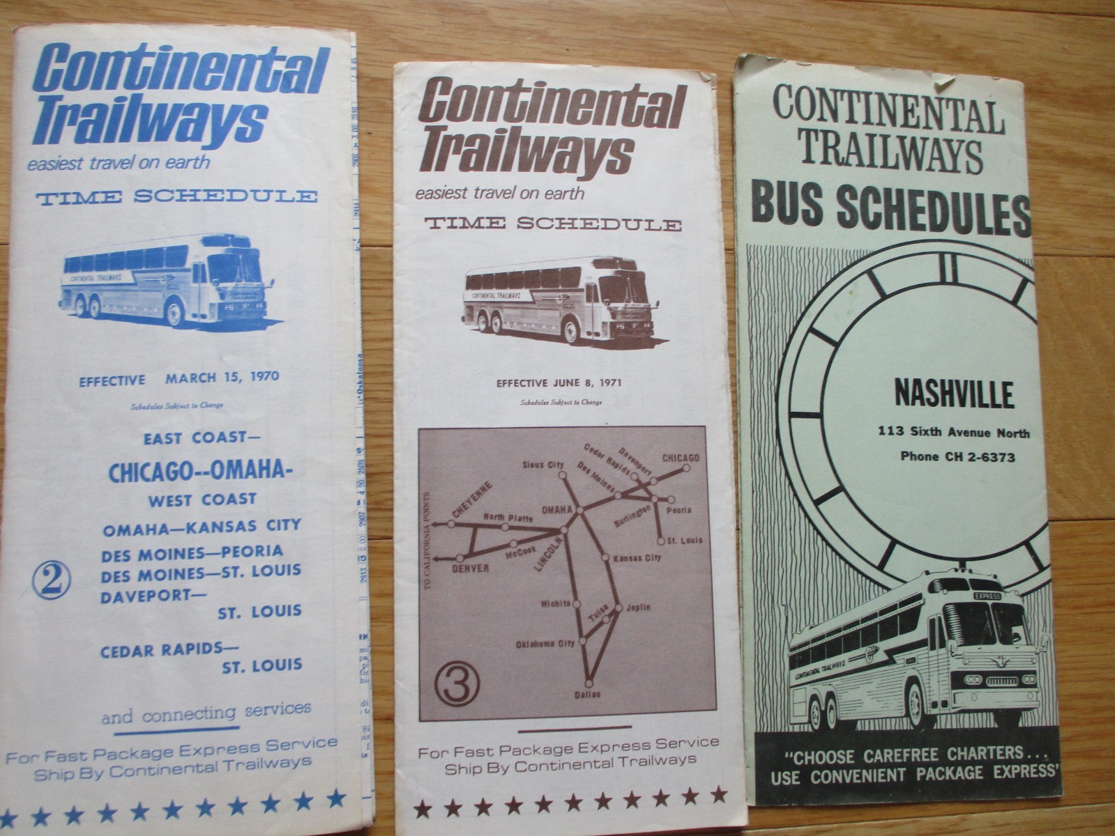 Lot 14 Continental Trailways Bus Timetable Schedule Timetables 1960s-70s