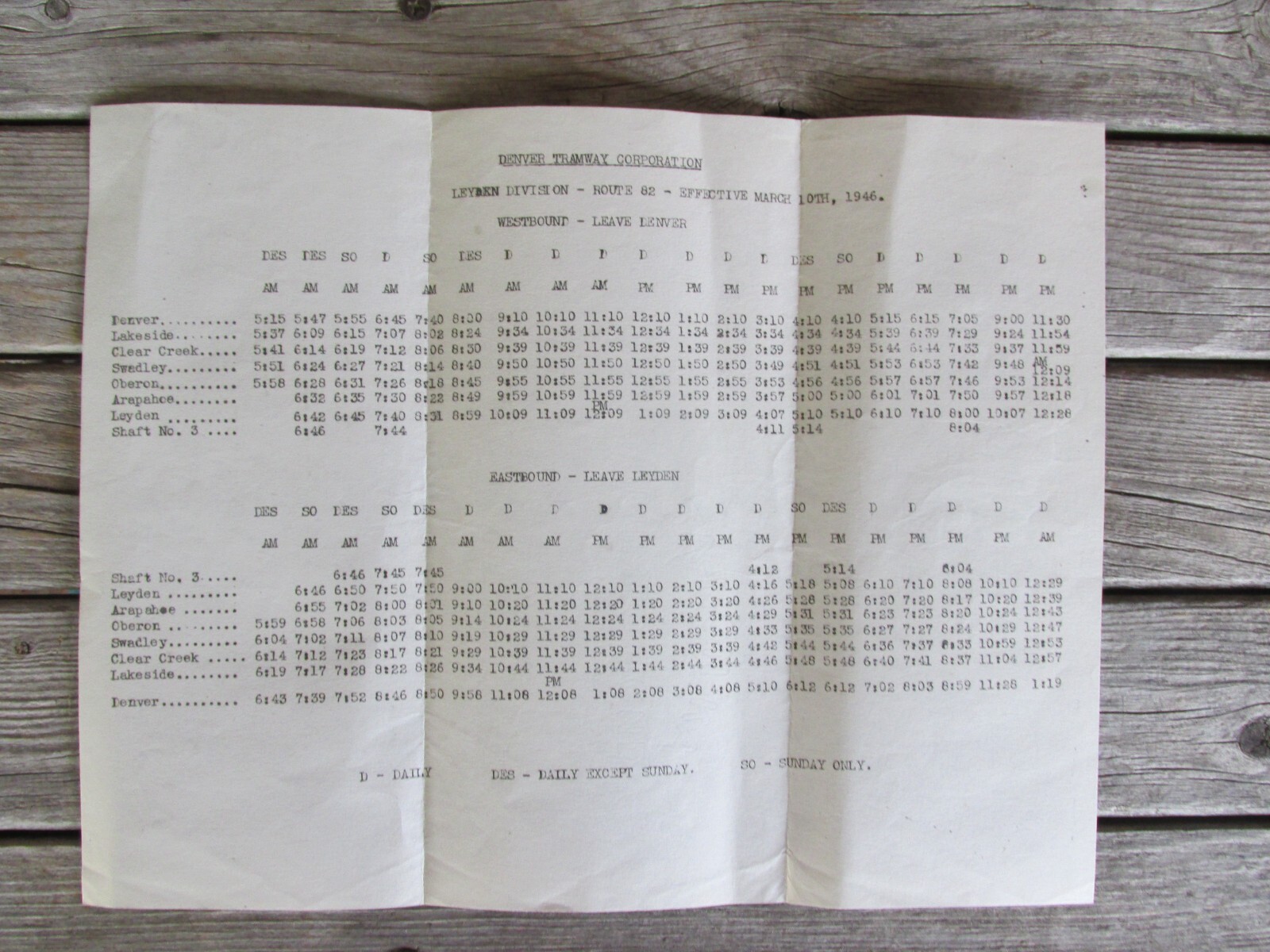 1946 Denver CO Tramway Envelope w/Coach & Intermountain Railroad Co. Schedules