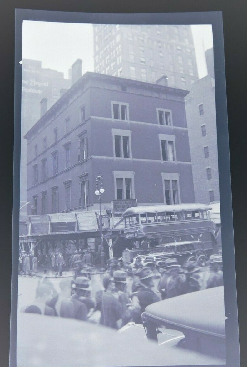 Orig 1934 5th Av & E.39th St Bus Coach Wendel Mansion Demol. NYC Photo Negative