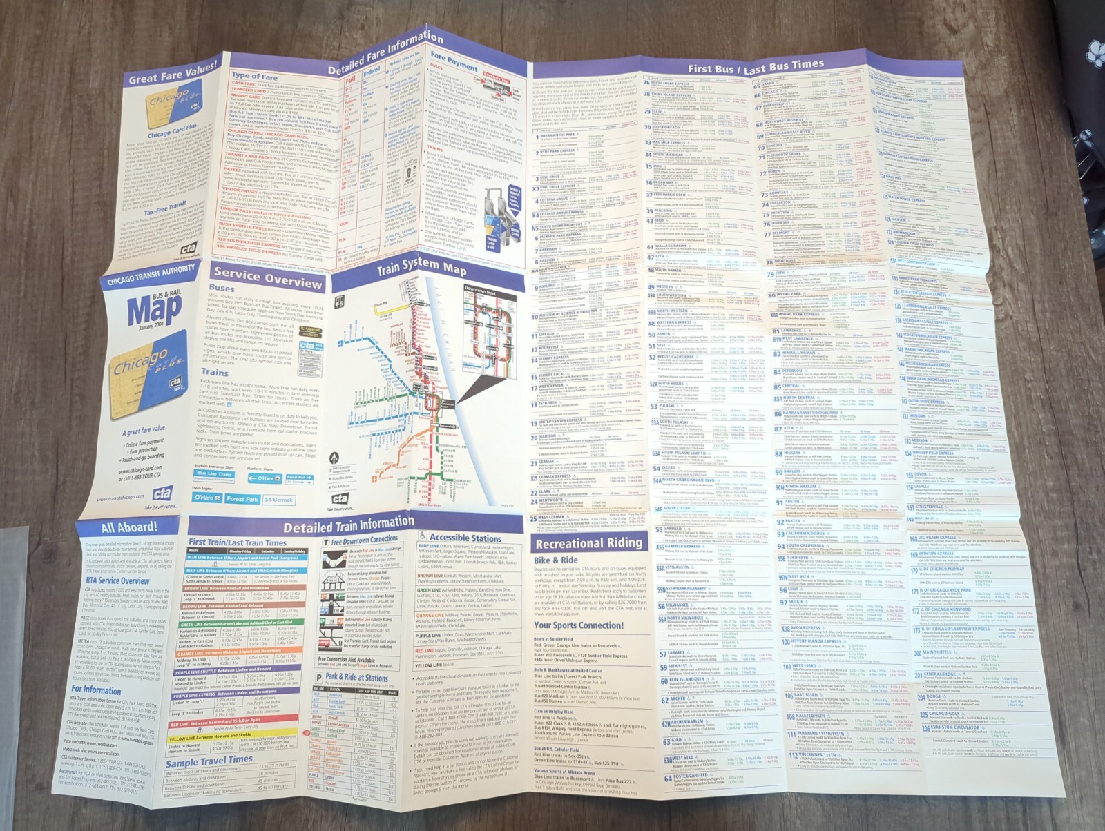 CTA Chicago Transit Authority Route Map January 2004 (7R) (8O)
