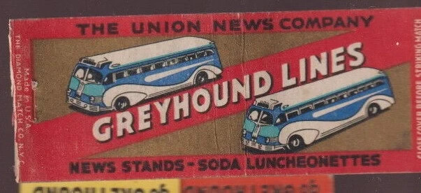 1940s / 1950s Lot of 3 Diff GREYHOUND BUS LINES Used Matchbook Advertising Coach