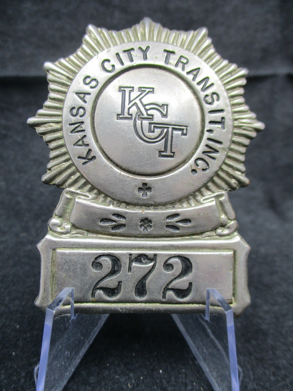 Vintage Obsolete Kansas City Transit, Inc. Employee Hat Badge