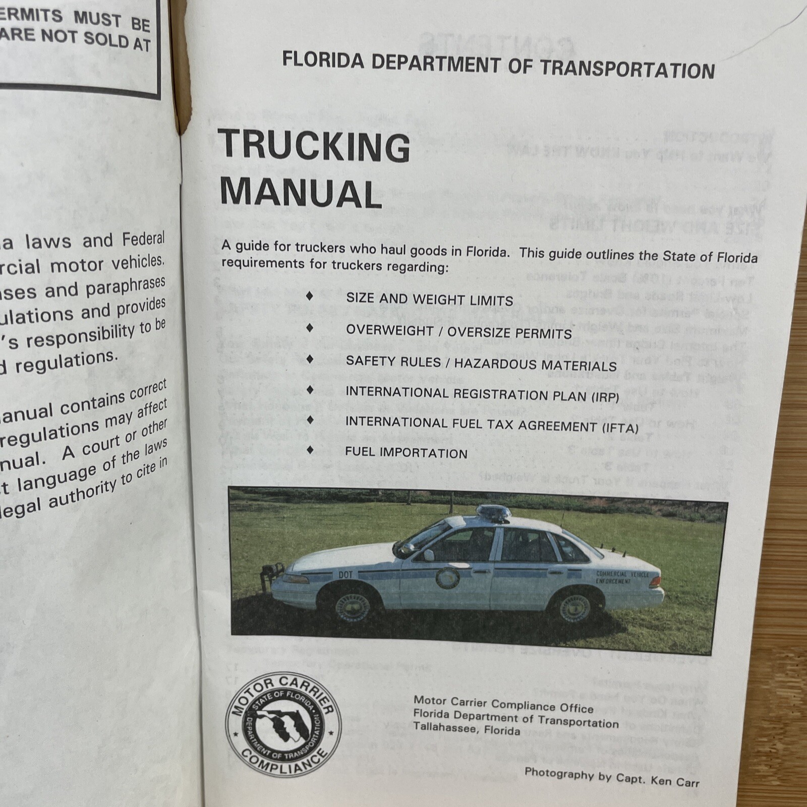 1998 Florida Department Of Transportation Trucking Manual 5th Edition