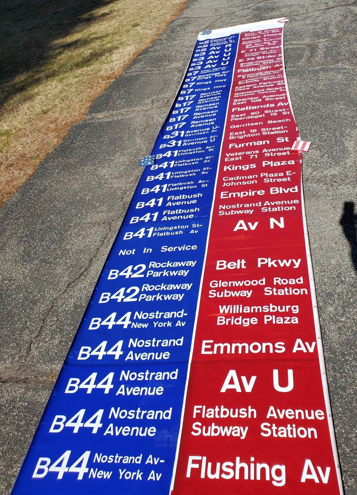 1976 NYCTA BUS ROLL SIGN FLATBUSH DEPOT KINGS PLAZA BELT PKWY BROOKLYN NY NYC