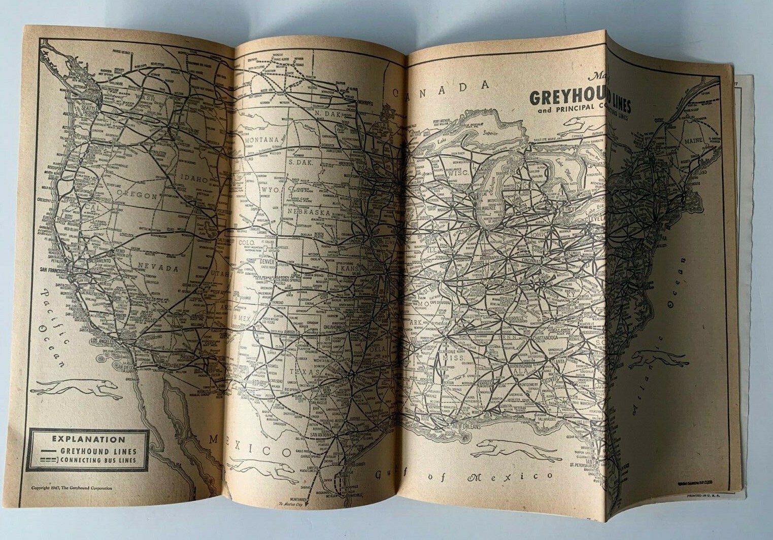 March 1949 Greyhound Bus Timetable Brochure The Overland Route Midwest-West