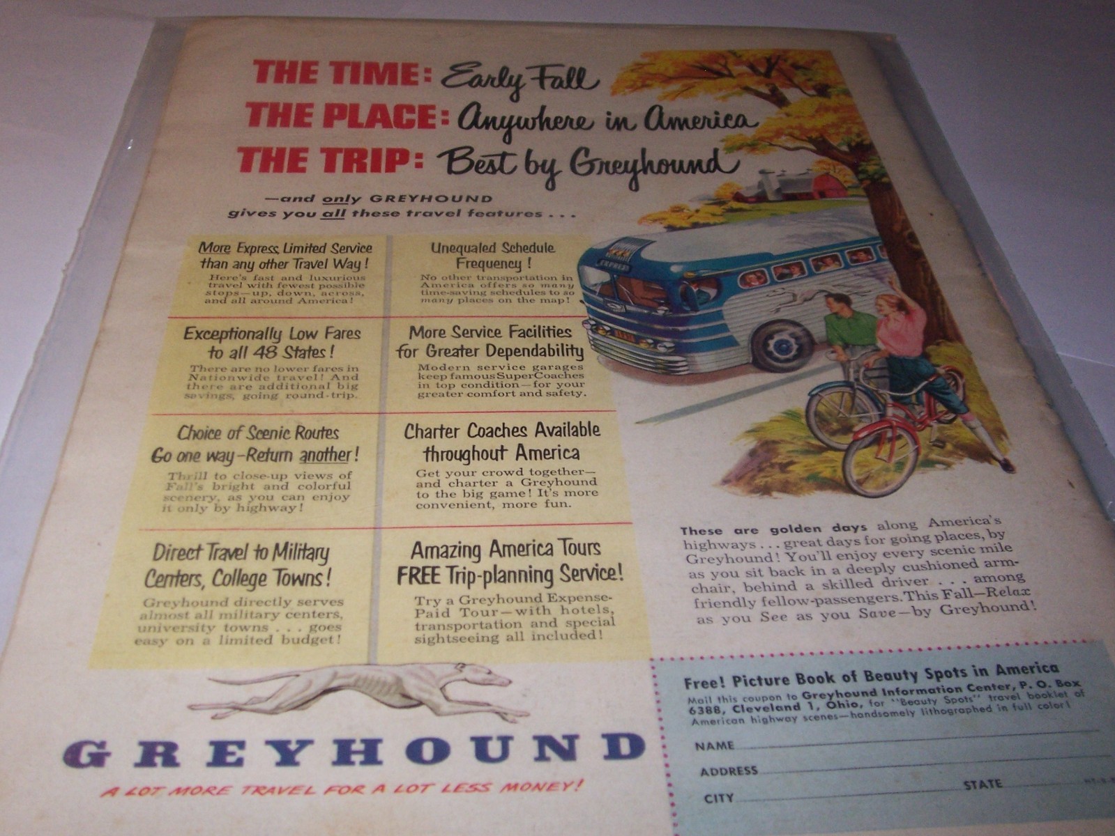 Greyhound bus lines ” The Highway Traveler” 1951 Fall Travel Issue