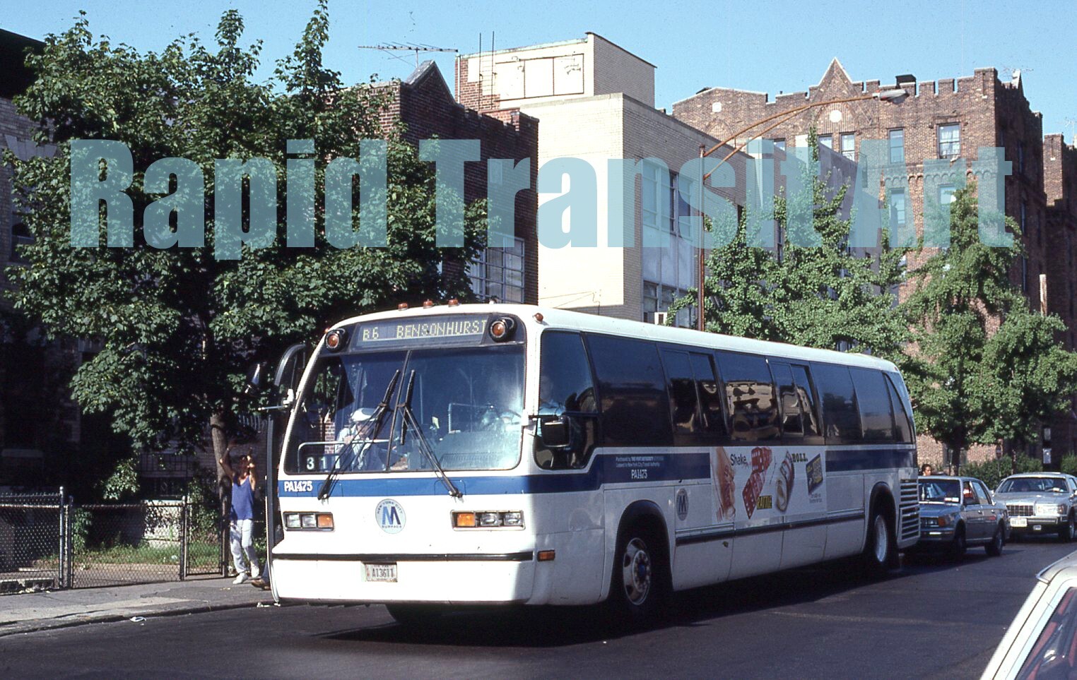 Vintage 1991 Slide New York City RTS Bus PA1475 Rt B6 Glenwood Road Brooklyn NYC