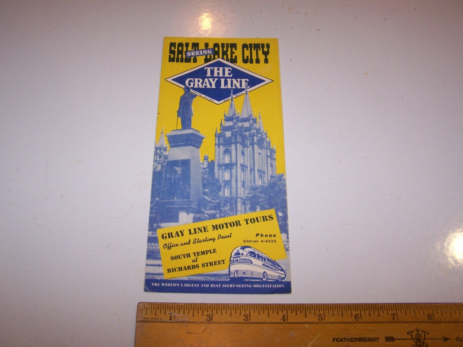 Vintage THE GRAY LINE Bus Tour Travel Pamphlet Brochure SALT LAKE CITY UTAH