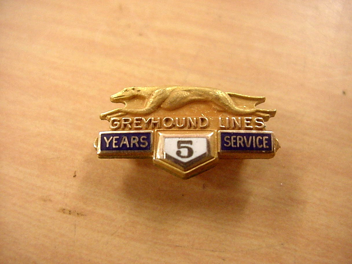 Vintage Greyhound Bus Lines 5 Year Service Pin 1/10 10k Gold Filled GF Enamel
