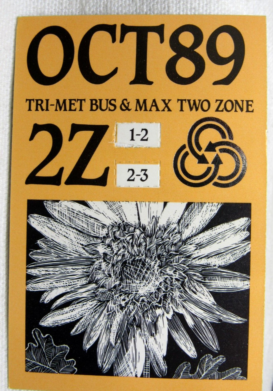 Vintage Tri-Met Bus & Max Light Rail Oct. 1989 Monthly Pass Portland Oregon OR