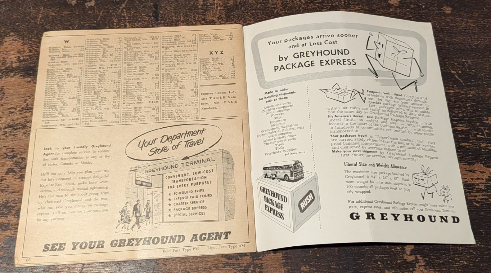 Northland Greyhound Bus Time Tables, February 11, 1953, Booklet, 66 pages