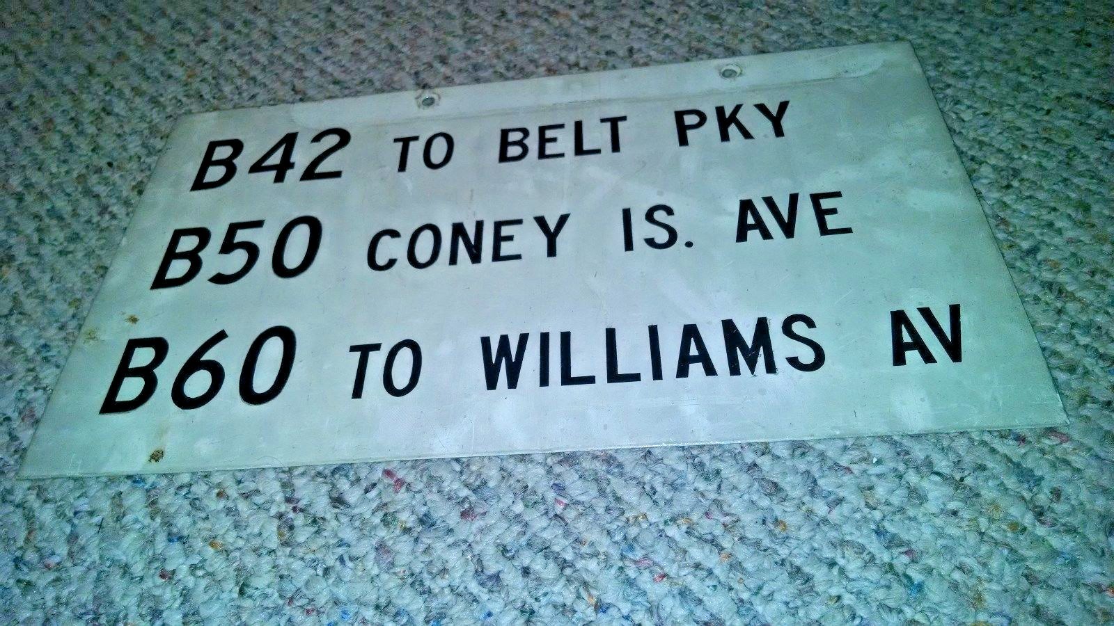 METAL NY NYC BUS SIGN BROOKLYN BELT PARKWAY CONEY ISLAND AVENUE BKLYN BOARDWALK