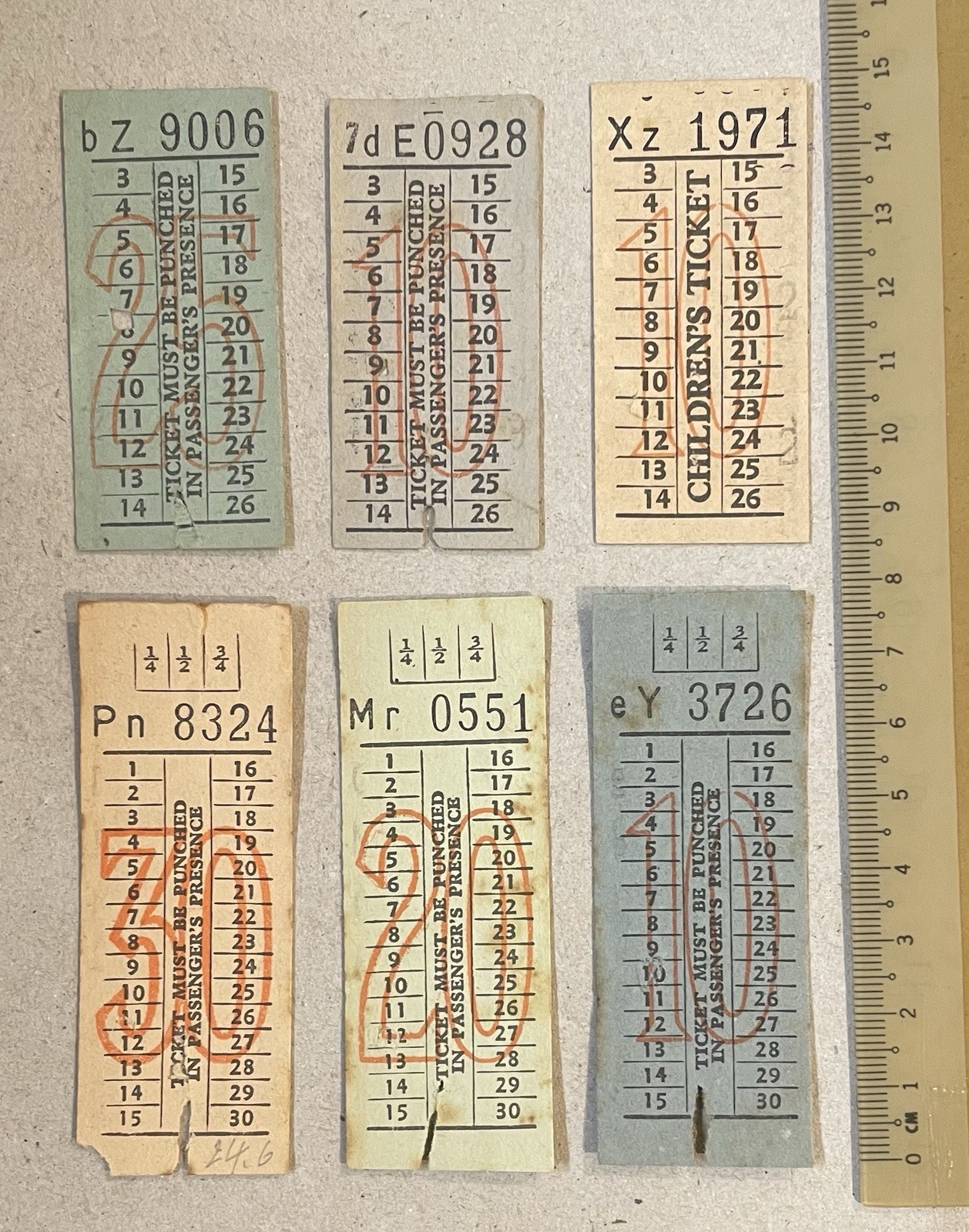 Old The Singapore Traction Co. (1964) Ltd. Bus Ticket Adult x 5 & Children x 1