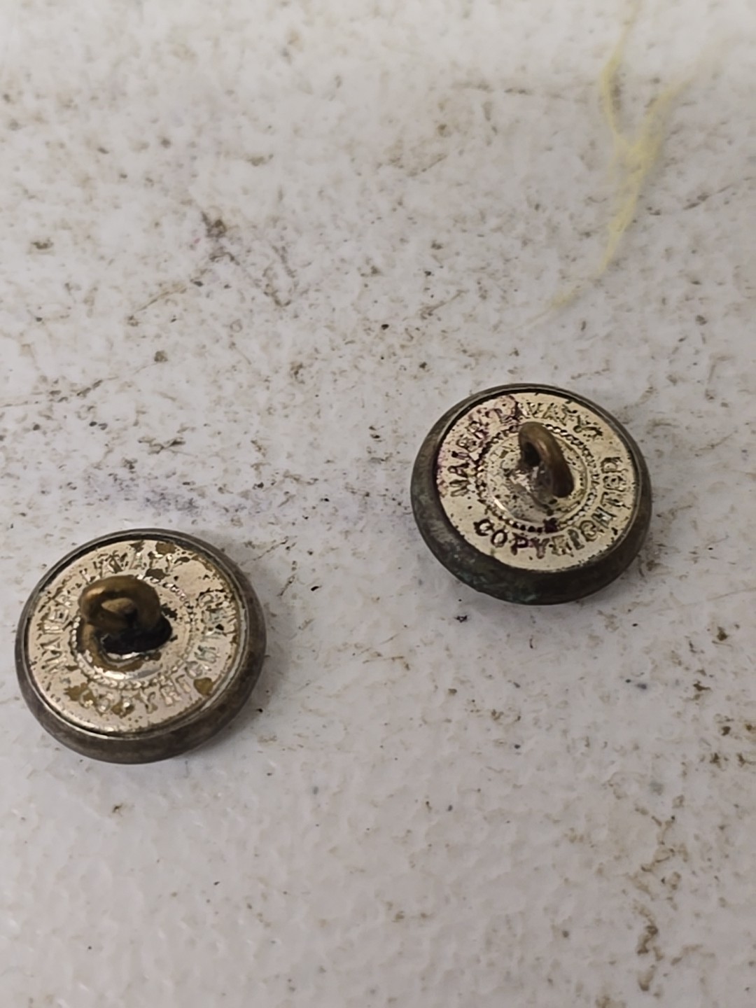 Pair Of Vintage Greyhound Bus Lines Enamel Hat Jacket Buttons