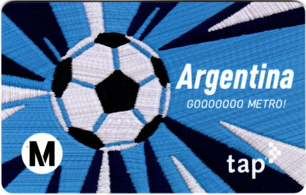 Metro TAP Card FIFA World Cup 2026 ARGENTINA Bus Subway Train Transit Fare Card
