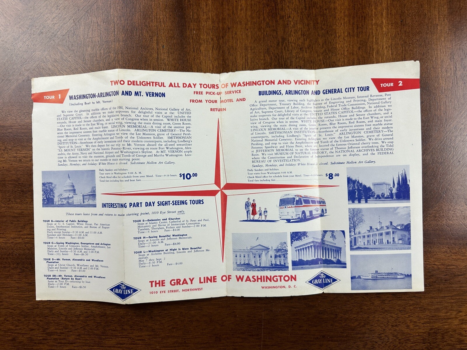 1957 Gray Line Bus Tours of Washington DC Monuments Souvenier Travel Brochure