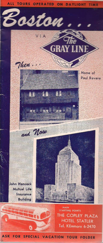 1940s BOSTON via the GRAY LINE Travel Guide Packages