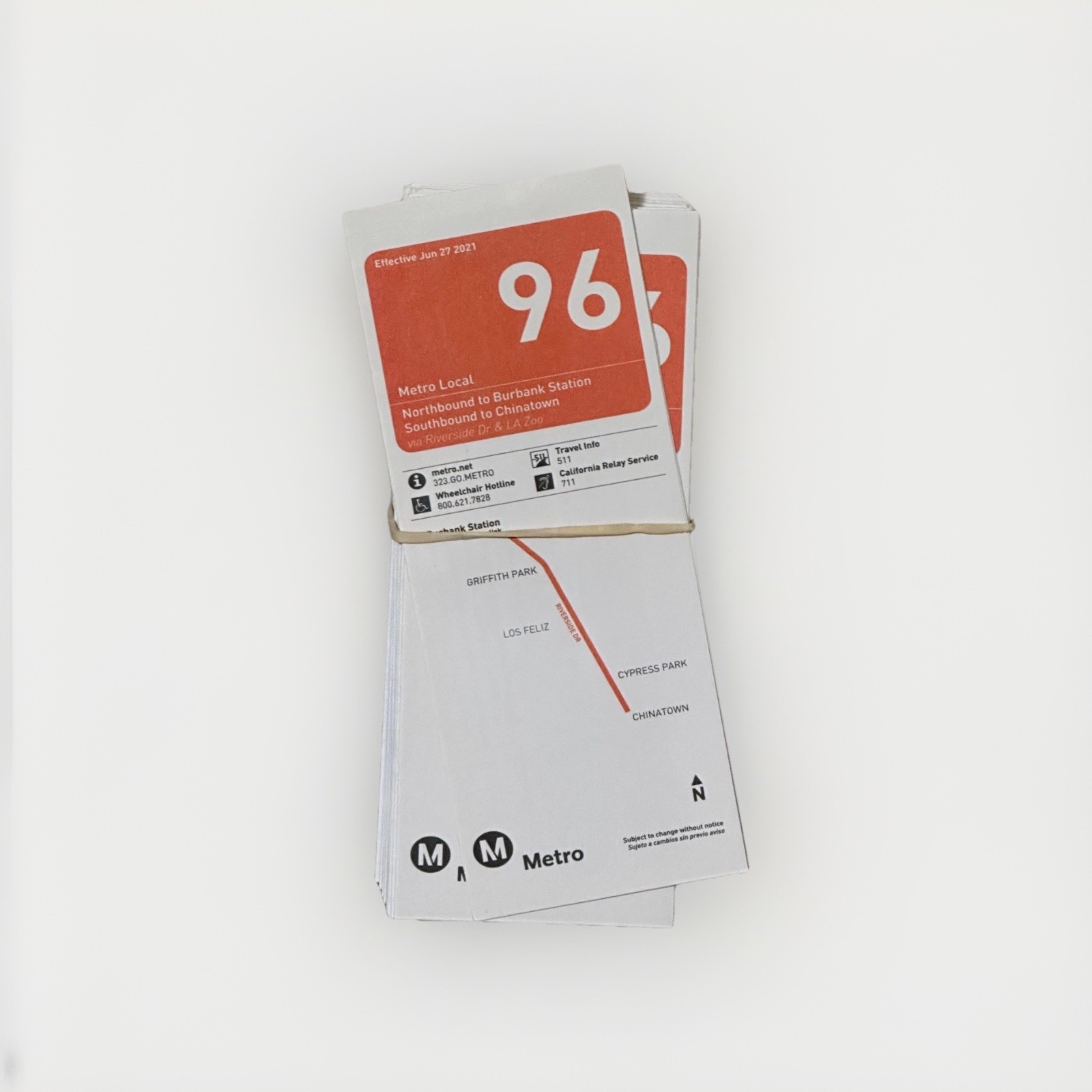 LA Metro Line 96 Riverside Dr bus schedule – collectors item