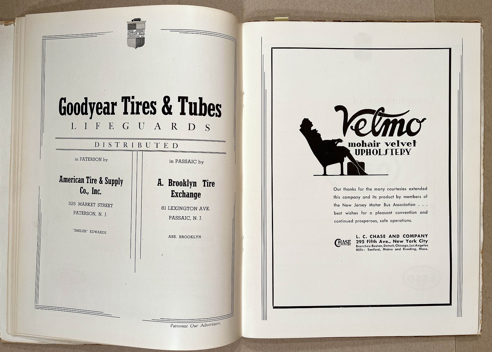 Rare 1940 NEW JERSEY MOTOR BUS ASSN. Convention Souvenir Program Book w/Ads