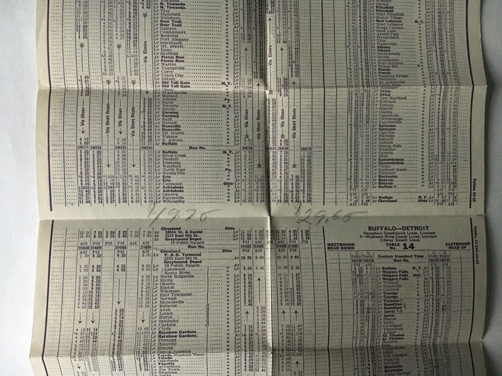 1932 Greyhound Lines Bus Motor Coach Illustrated Timetable NY Chicago Detroit