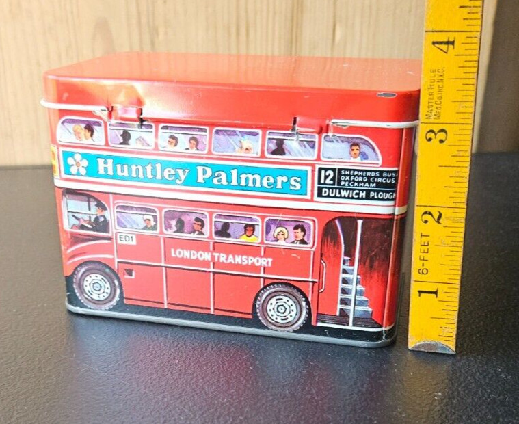 LONDON BUS TRANSPORT FACSIMILE STORAGE TIN. HBS MADE IN ENGLAND. HUNTLEY PALMERS