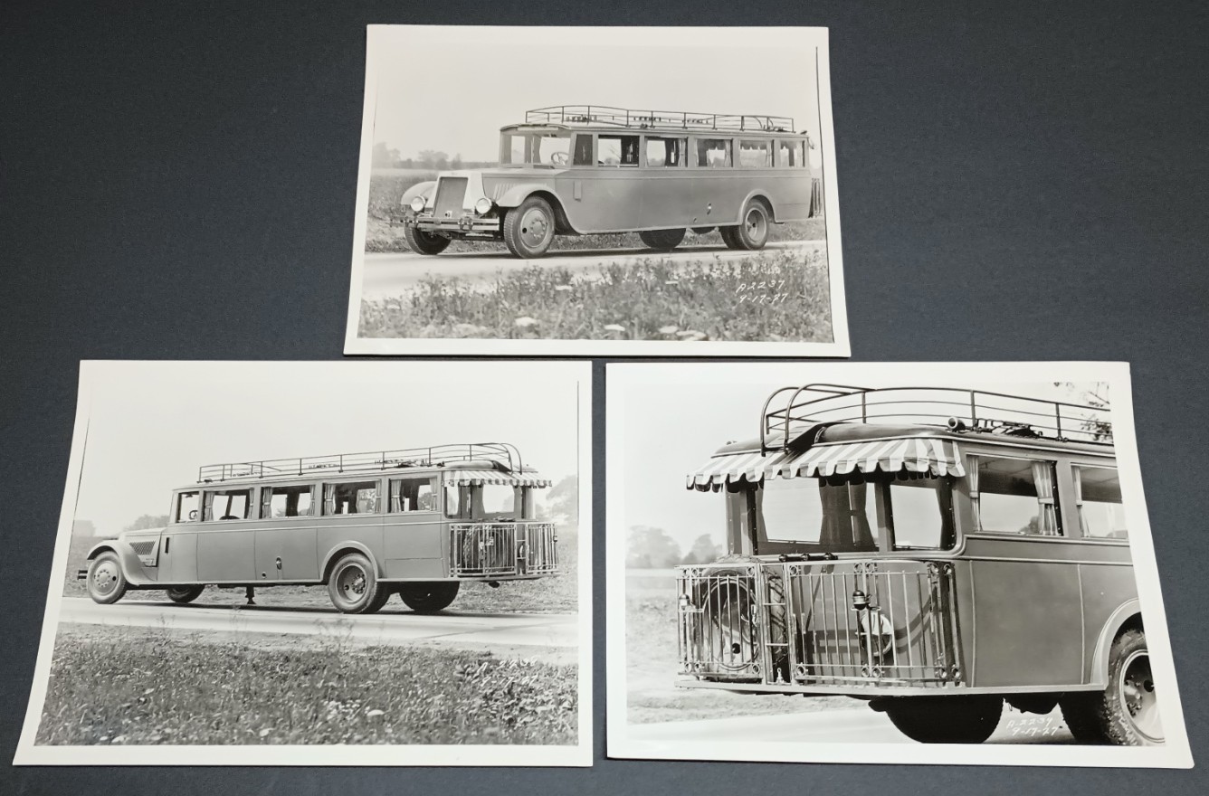 (3) 1927 8x10s Mack AL Bus BEAUTY 6-wheel Touring Coach