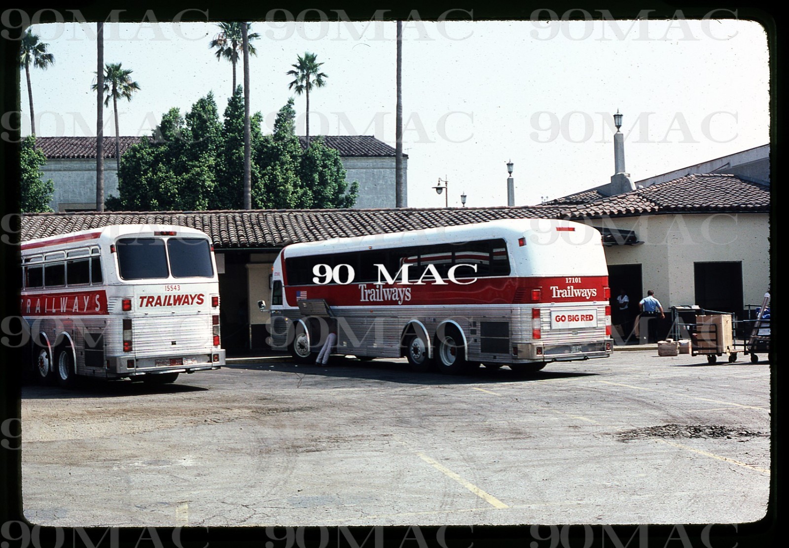 TRAILWAYS. EAGLE BUS #17101. LAUPT (CA). Original Slide 1980.