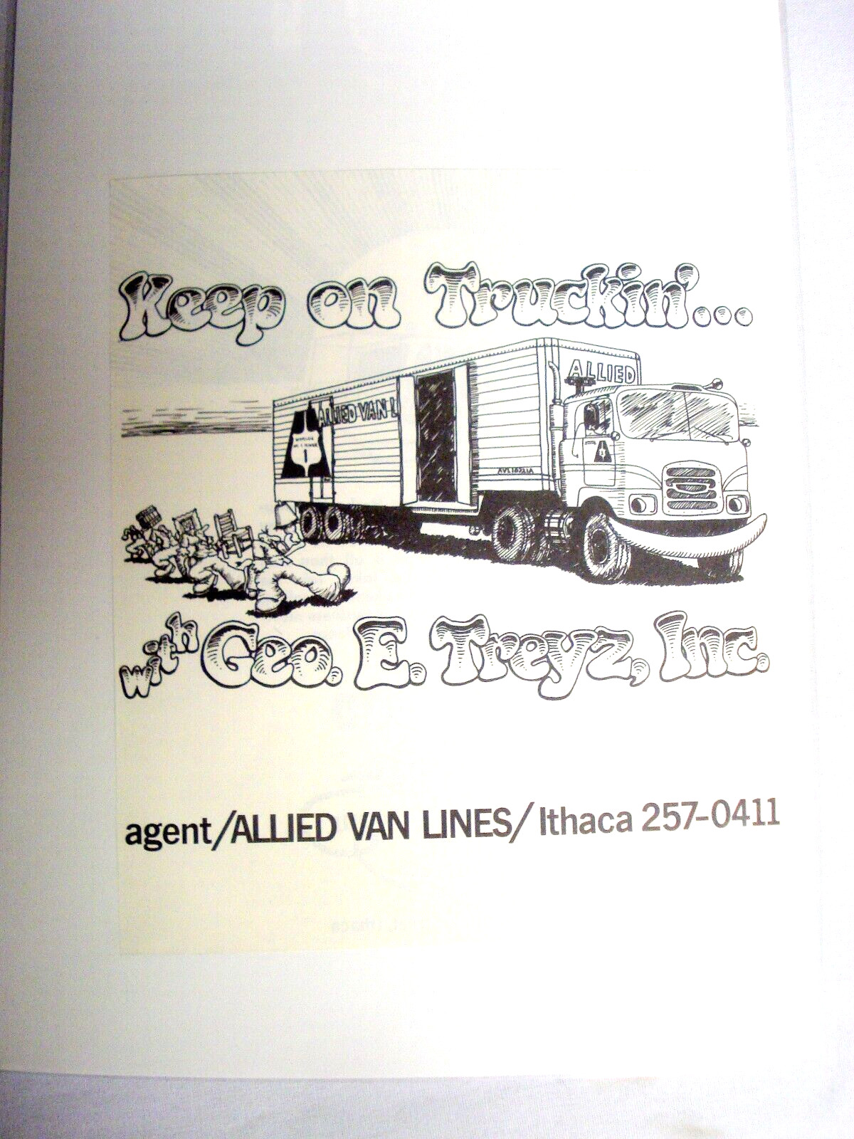 1972 Ad Allied Van Lines, Ithaca, N.Y. Keep on Truckin..with Geo. E. Treyz, Inc.