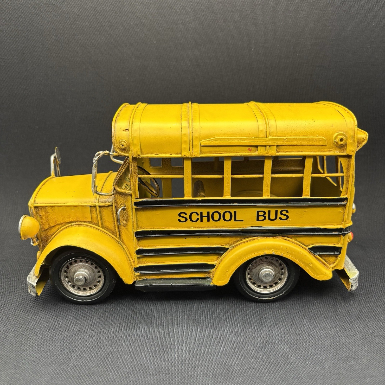 PETERSON ARTWARES Yellow 10.5 x 5 x 6” Metal Model School Bus Decor Gift Toy