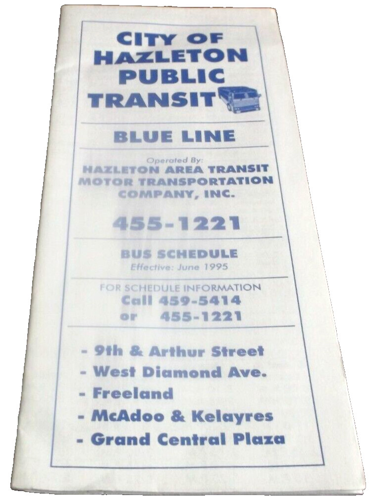 JUNE 1995 CITY OF HAZLETON BLUE LINE BUS PUBLIC TIMETABLE