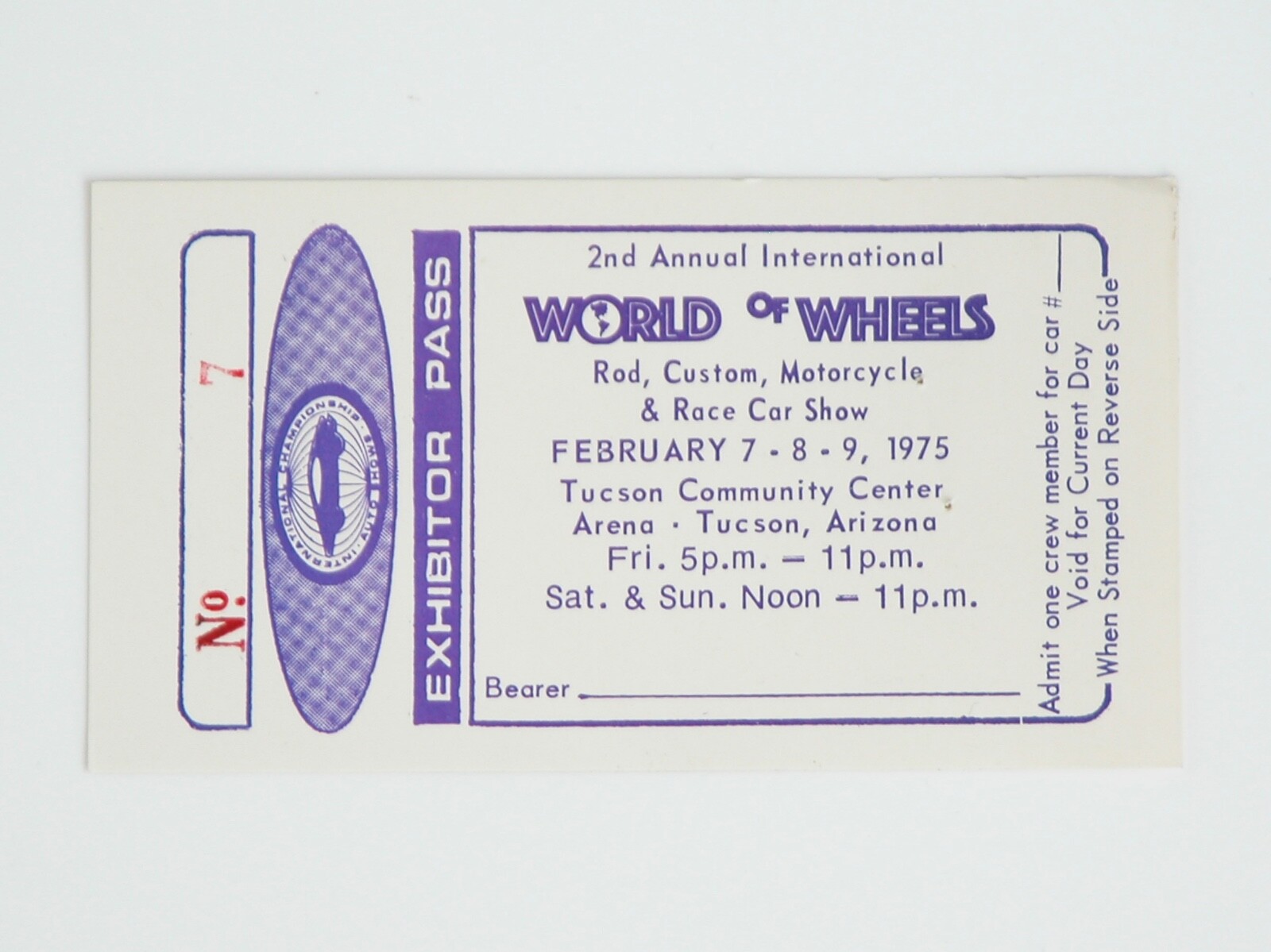 Vtg AUTORAMA 1970s Auto Show Ticket & Motorcycle Hot Rod Event Tucson 1975