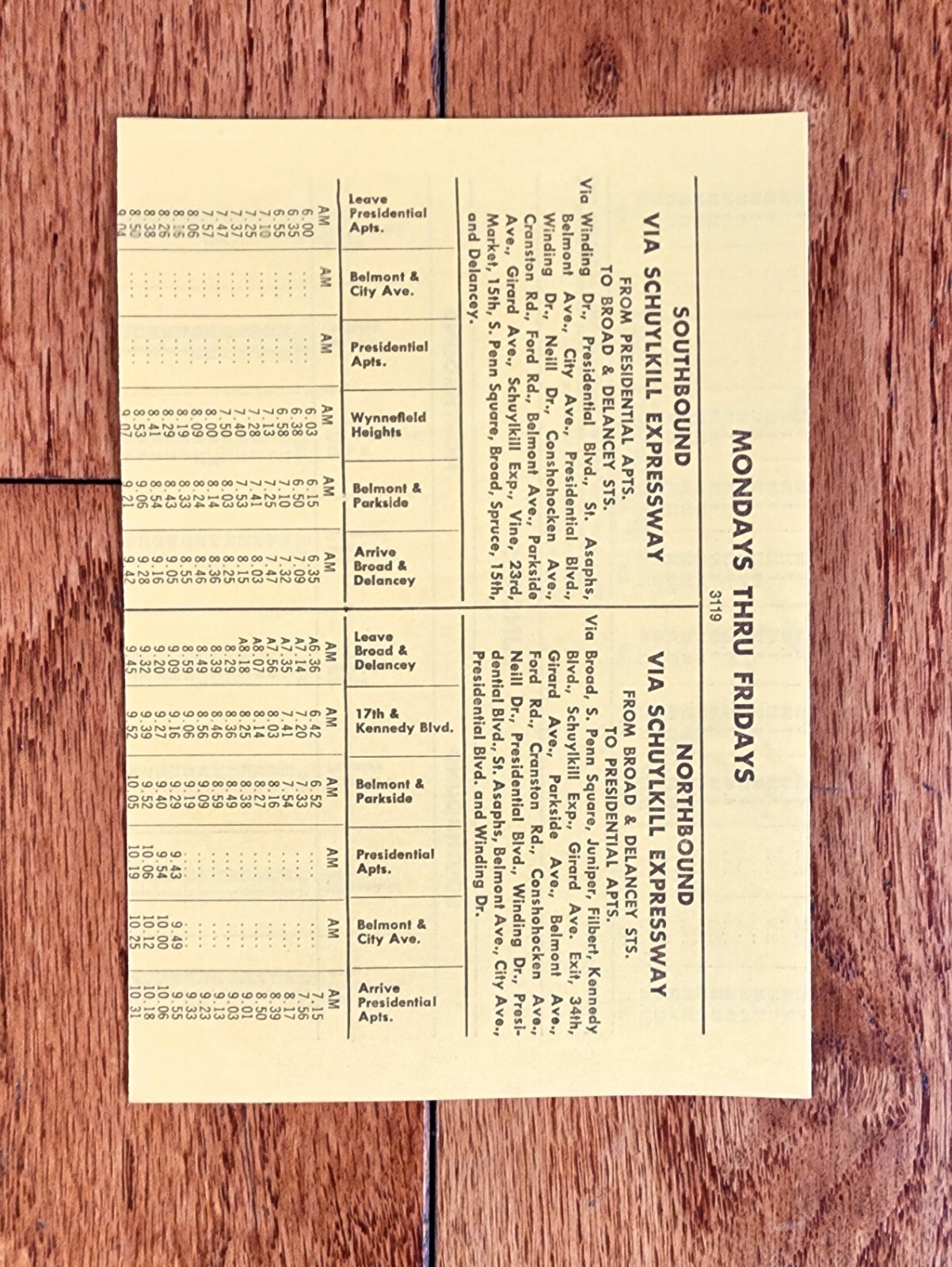 1973 SEPTA BUS TIME TABLE ROUTE 38 PHILADELPHIA PA