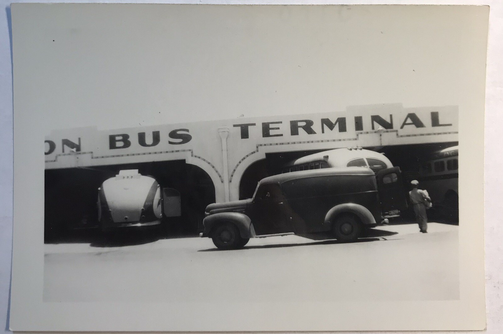 1940 Bus Terminal Depot Transportation Vintage Bus Camper Old Car Photograph
